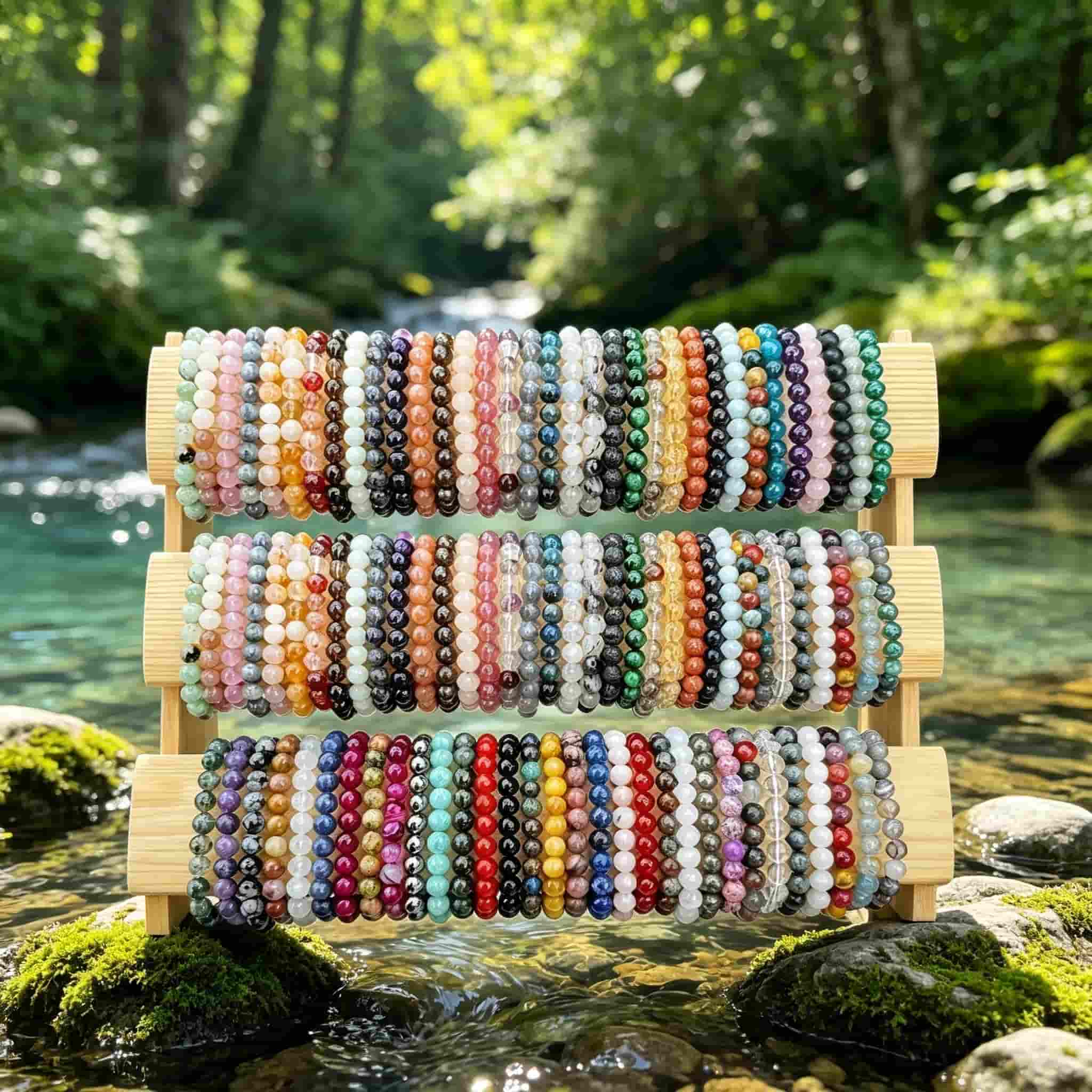 Random Color 10pcs Classic Hand Beaded Glass Stacked Bracelets